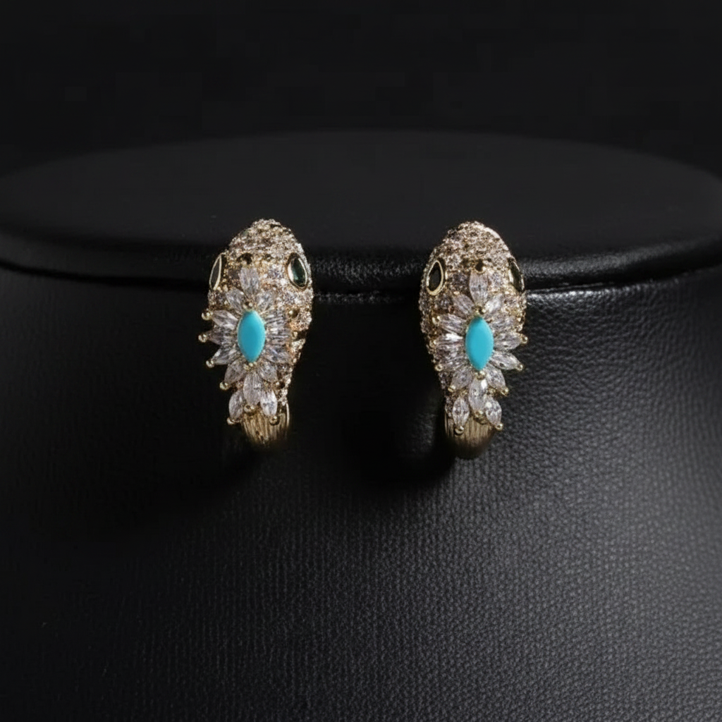 S925 Silver Needle Zircon Snake Stud Earrings
