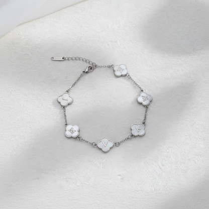 Custom Mother of Pearl Clover Letter Necklaces and necklace sets