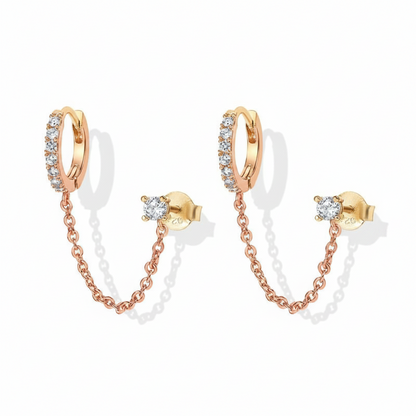 S925 Silver Single-Row Diamond Stud Earrings