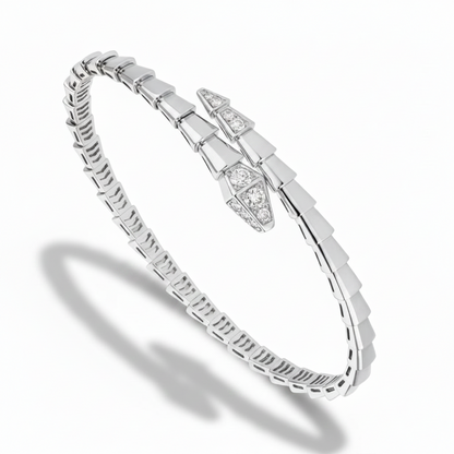 18K Gold Snake Bone Bracelet with Diamonds