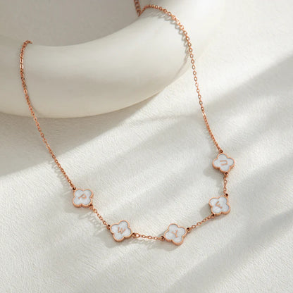 Custom Mother of Pearl Clover Letter Necklaces and necklace sets