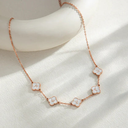 Custom Mother of Pearl Clover Letter Necklaces and necklace sets