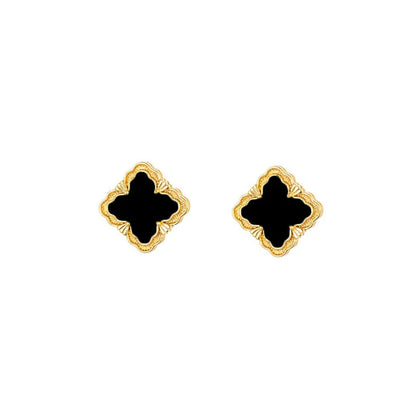 18k gold rhombus-shaped four-leaf clover necklace, bracelet, earrings, and ring set
